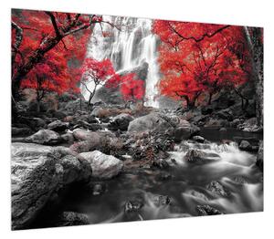 Obraz - Wodospady w jesiennym krajobrazie (70x50 cm)