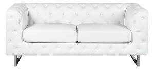 Pikowana sofa 2-osobowa nogi ze stali nierdzewnej biała ekoskóra Vissland Beliani