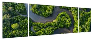 Obraz - Krajobraz leśny z rzeką (170x50 cm)