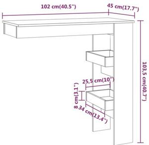 Stolik barowy, szary, 102x45x103,5 cm, materiał drewnopochodny