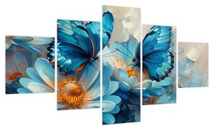 Obraz - Niebieskie motyle (125x70 cm)