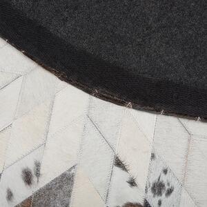Nowoczesny okrągły dywan z prawdziwej skóry 140ø cm czarno-biały Keles Beliani
