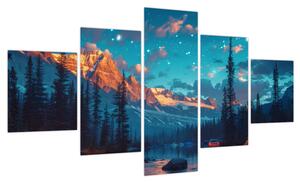 Obraz - Kemping w górach (125x70 cm)
