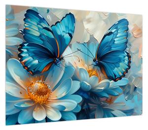 Obraz - Niebieskie motyle (70x50 cm)