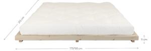 Łóżko dwuosobowe z drewna sosnowego z materacem Karup Design Dock Comfort Mat Natural/Black, 160x200 cm