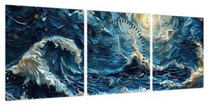 Obraz - Malowanie nieba i morza (z zegarem) (90x30 cm)