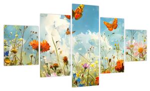 Obraz - Motyle na letniej łące (125x70 cm)