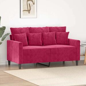 Sofa 2-osobowa, winna czerwieÅ, 120 cm, tapicerowana aksamitem