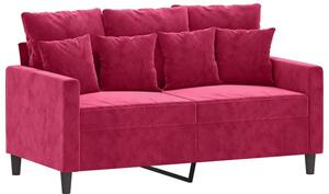 Sofa 2-osobowa, winna czerwieÅ, 120 cm, tapicerowana aksamitem