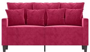 Sofa 2-osobowa, winna czerwieÅ, 120 cm, tapicerowana aksamitem