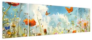 Obraz - Motyle na letniej łące (170x50 cm)