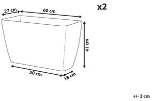 Zestaw 2 prostokątnych doniczek ogrodowe zewnętrzne beżowy 60 x 27 x 41 cm Baris Beliani