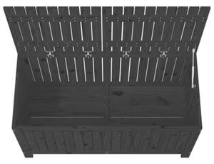 Skrzynia ogrodowa, czarna, 121x55x64 cm, lite drewno sosnowe