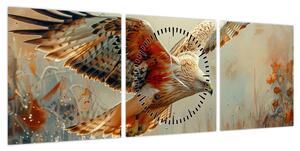 Obraz - Ptak drapieżny (z zegarem) (90x30 cm)