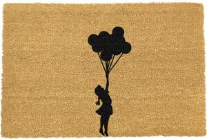 Wycieraczka z naturalnego włókna kokosowego Artsy Doormats Flying Balloon Girl, 40x60 cm