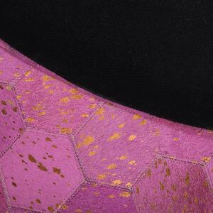 Dywan różowy skórzany okrągły ø 140 cm patchwork wzór geometryczny Zeytin Beliani