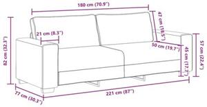 Sofa 3-osobowa, czarna, 220x77x82 cm, tapicerowana tkaninÄ