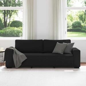 Sofa 3-osobowa, czarna, 220x77x82 cm, tapicerowana tkaninÄ