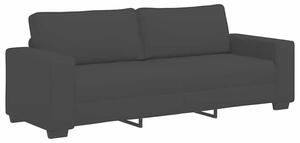 Sofa 3-osobowa, czarna, 220x77x82 cm, tapicerowana tkaninÄ