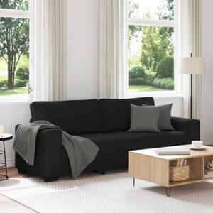 Sofa 3-osobowa, czarna, 220x77x82 cm, tapicerowana tkaninÄ