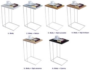 Druciany stolik pomocniczy biały + beton - Texti 3X
