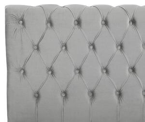 Łóżko welurowe szare 140 x 200 pikowane wezgłowie ze stelażem brązowe nóżki Avallon Beliani