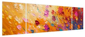 Obraz - Malowanie kolorowych kwiatów (170x50 cm)