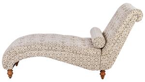 Szezlong leżanka z oparciem pikowany z dekoracyjną poduszką beżowo-szary Muret Beliani