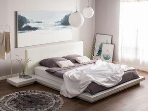 Łóżko wodne 160x200 cm niska rama styl japoński stoliki białe Zen Beliani