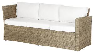 Ogrodowy zestaw wypoczynkowy 5-osobowy brązowy technorattan białe poduszki Bardi Beliani