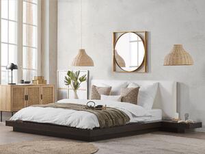 Łóżko wodne 160x200 cm niska rama styl japoński stoliki ciemne drewno Zen Beliani
