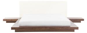 Łóżko 160x200 cm niska rama styl japoński stoliki nocne brązowe Zen Beliani