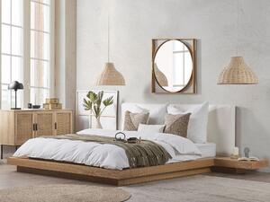 Łóżko wodne 160x200 cm niska rama styl japoński stoliki jasne drewno Zen Beliani