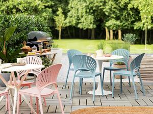 Zestaw 4 krzeseł plastikowych do jadalni ogrodu sztaplowane niebieski Ostia Beliani