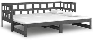 Łóżko rozsuwane, szare, lite drewno sosnowe, 2x(90x190) cm