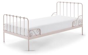 Różowe metalowe łóżko dziecięce Vipack Alice, 90x200 cm