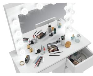 Lustro z 12 Å¼arÃ³wkami LED idealne do toaletki biaÅe