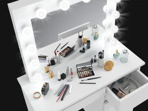 Lustro z 12 Å¼arÃ³wkami LED idealne do toaletki biaÅe