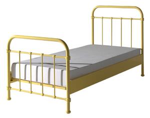 Żółte metalowe łóżko dziecięce Vipack New York, 90x200 cm