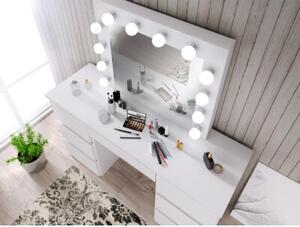 Lustro z 12 Å¼arÃ³wkami LED idealne do toaletki biaÅe