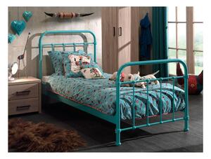 Miętowe metalowe łóżko dziecięce Vipack New York, 90x200 cm