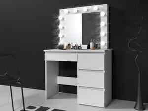 Lustro z 12 Å¼arÃ³wkami LED idealne do toaletki biaÅe