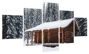 Obraz - Pokryta śniegiem chata (125x70 cm)