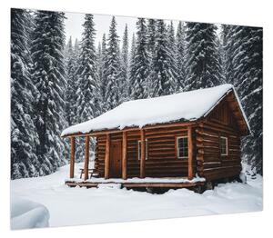 Obraz - Pokryta śniegiem chata (70x50 cm)