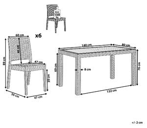 Nowoczesny zestaw mebli ogrodowych prostokątny stół 6 krzeseł szary Fossano Beliani