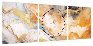 Obraz - Marmurkowe tło (z zegarem) (90x30 cm)