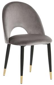 Zestaw 2 krzeseł welurowych w stylu retro glamour złote nóżki szary Magalia Beliani