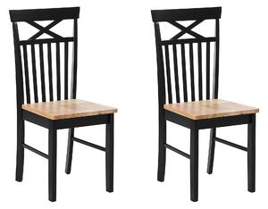 Zestaw 2 krzeseł do jadalni jasne drewno z czarnym Houston Beliani