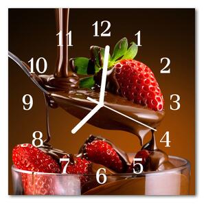 Zegar szklany kwadratowy Czekoladowe truskawki