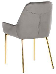 Zestaw 2 krzeseł do jadalni szare welurowe retro glam złote nogi Loverna Beliani